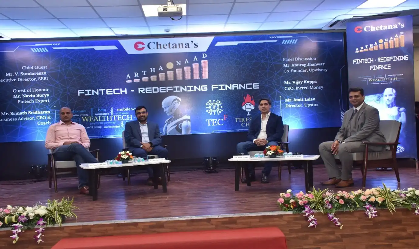 Panel Discussion: Traditional Vs New Age Wealth Management (Left to Right), Mr Vijay Kuppa, Mr Anurag Jhanwar, Mr Amit Lalan & Dr Chirag Shah